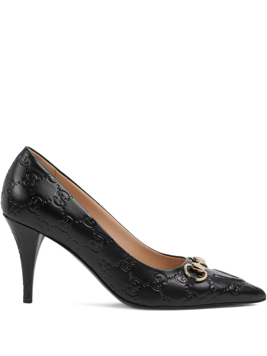 8.5cm Horsebit-appliqué pumps