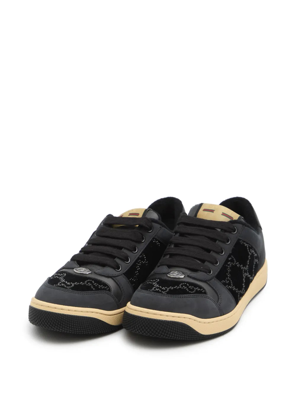 velvet-effect lace-up sneakers