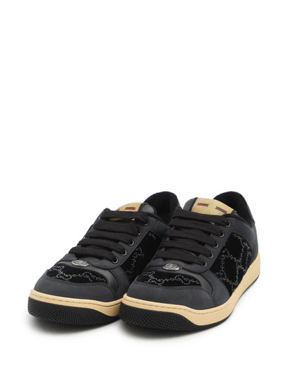 velvet-effect lace-up sneakers