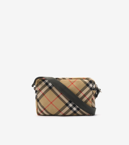 Small Check Crossbody Bag in Sand beige