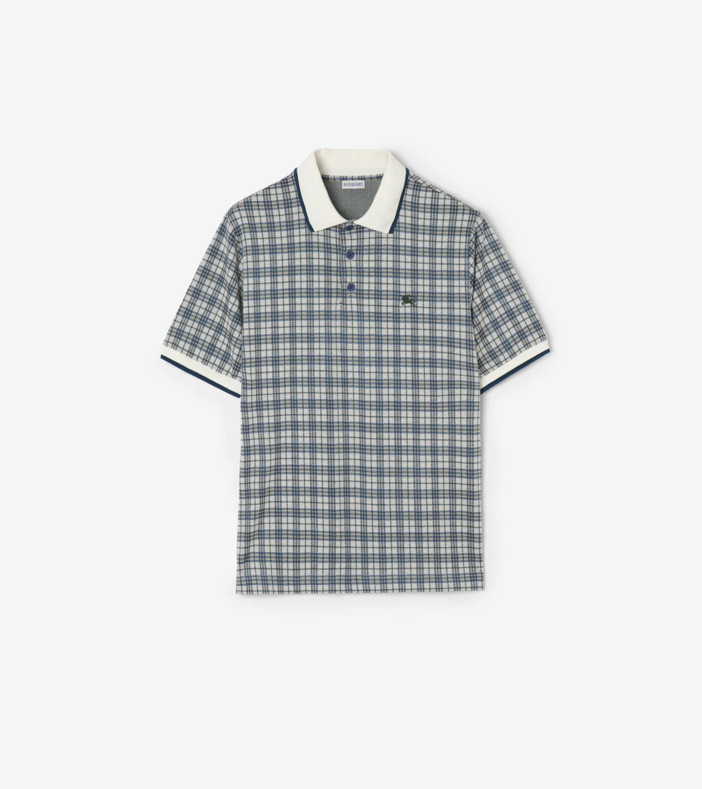 Check Cotton Blend Polo Shirt in Sand beige