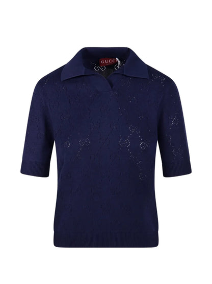 GG pointelle polo top