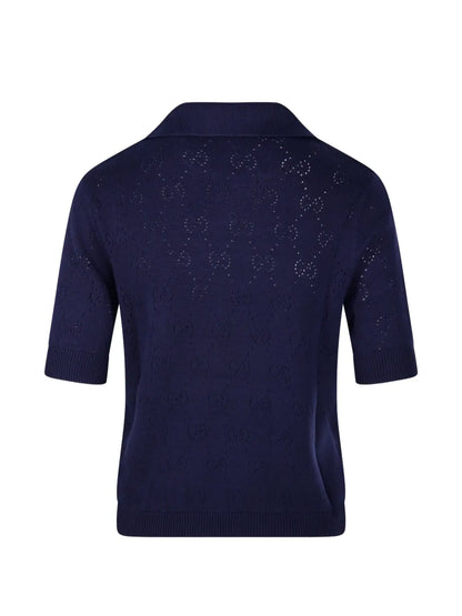 GG pointelle polo top