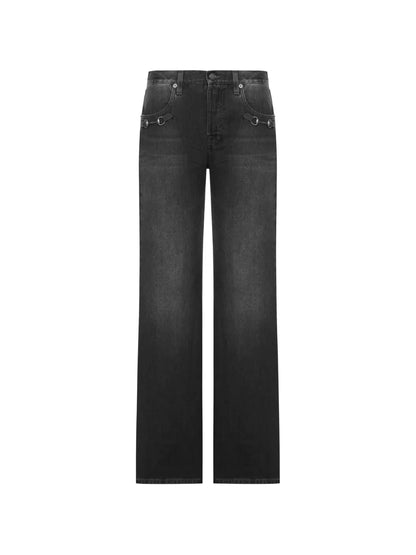 Horsebit cotton jeans