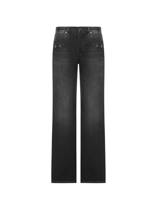 Horsebit cotton jeans