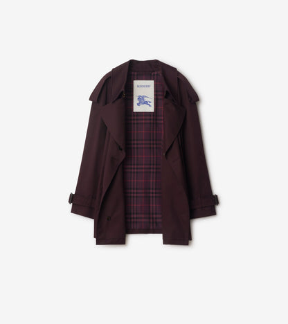 Short Gabardine Fitzrovia Trench Coat in Wine red