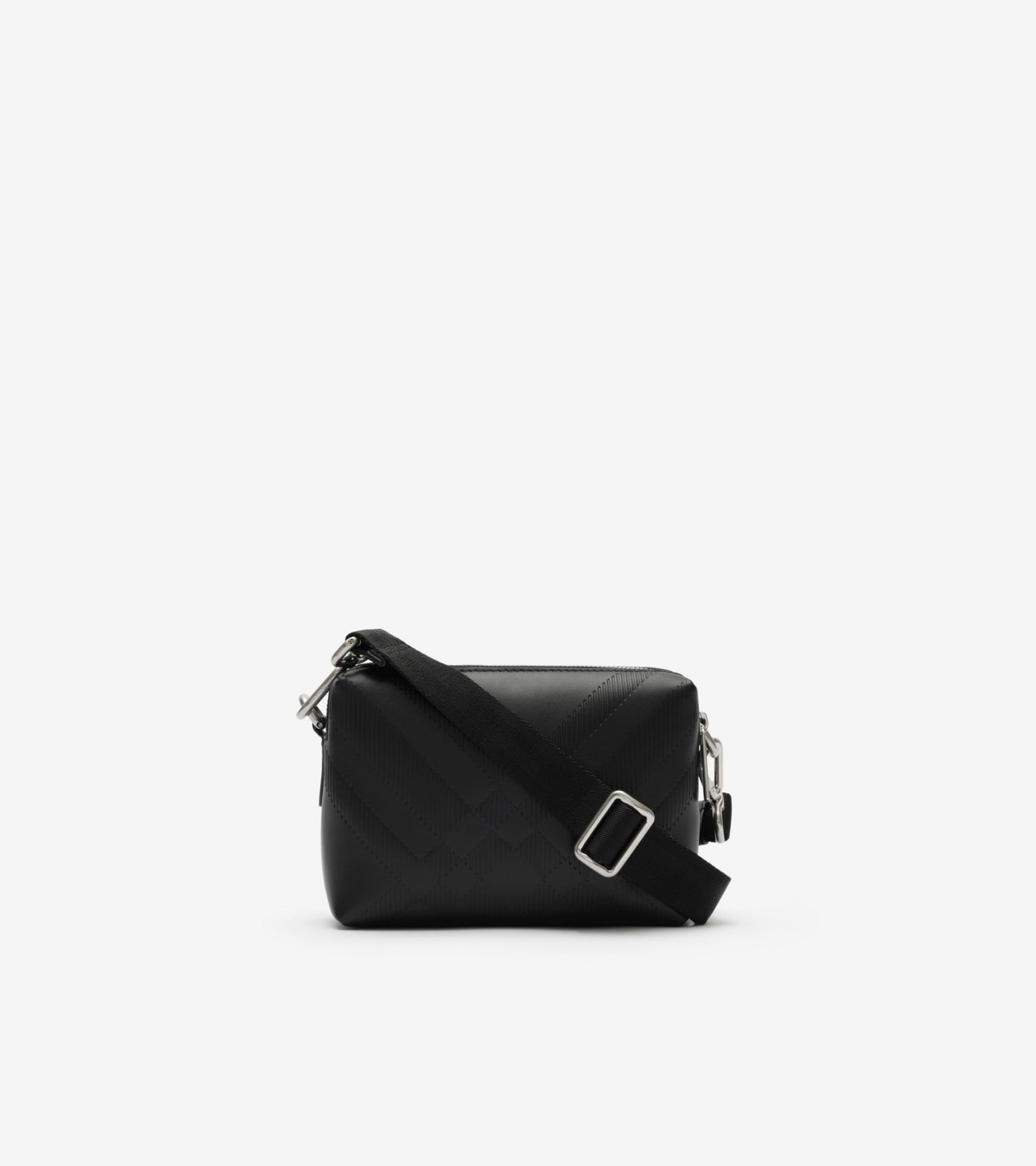 Embossed Check Crossbody Bag in Black