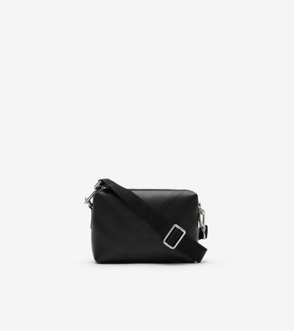 Embossed Check Crossbody Bag in Black