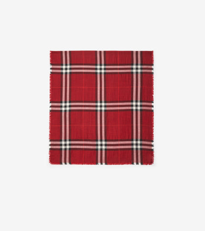 Reversible Check Wool Silk Scarf in Sand beige/vole brown