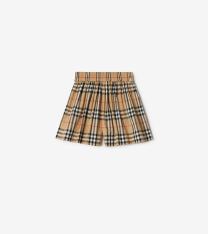 Check Cotton Shorts in Sand beige