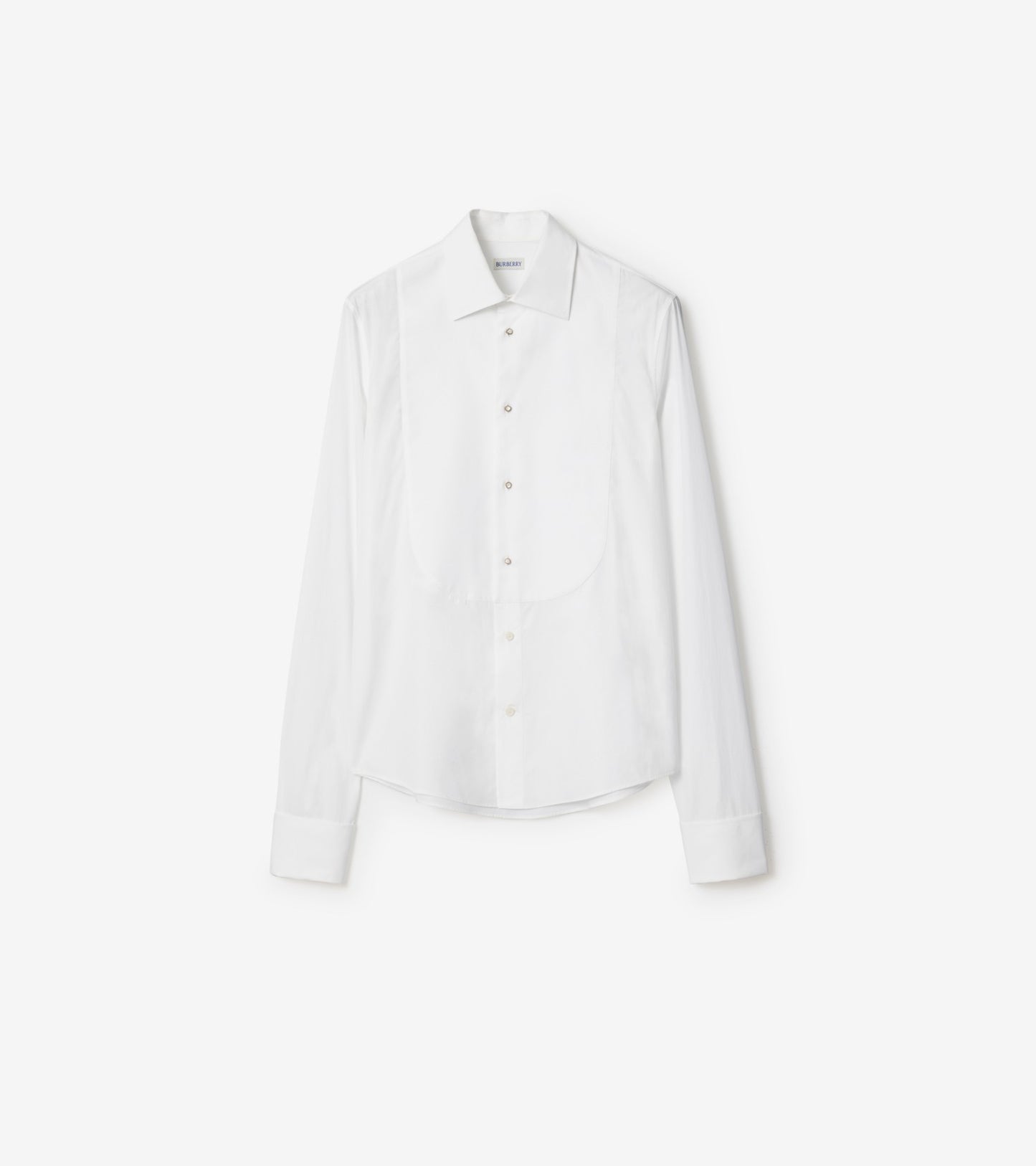 Slim Fit Cotton Tuxedo Shirt in White