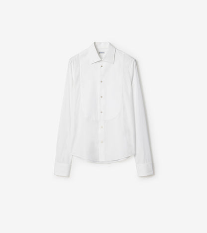 Slim Fit Cotton Tuxedo Shirt in White