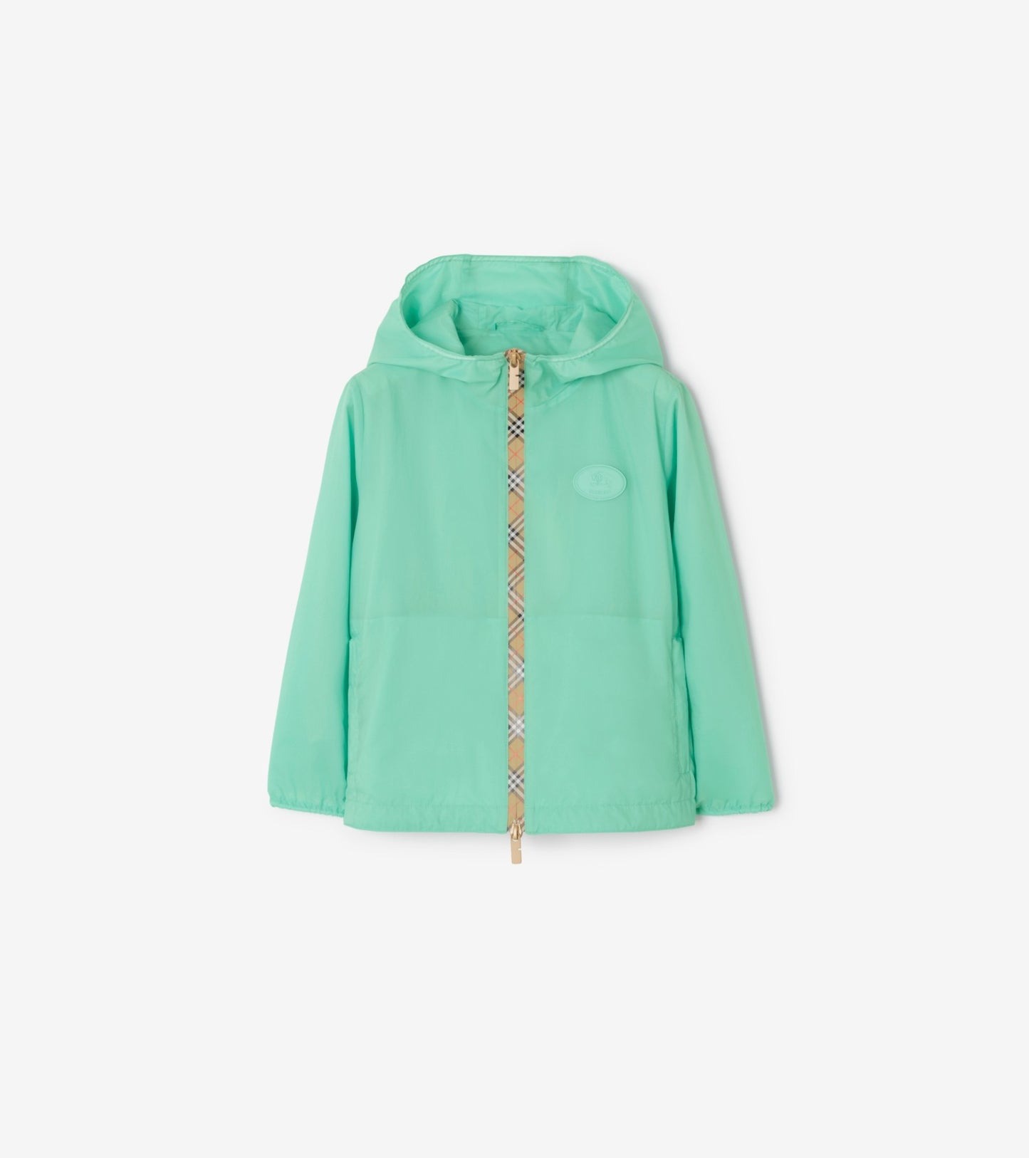 Checker-tape Nylon Hooded Jacket in Light mint