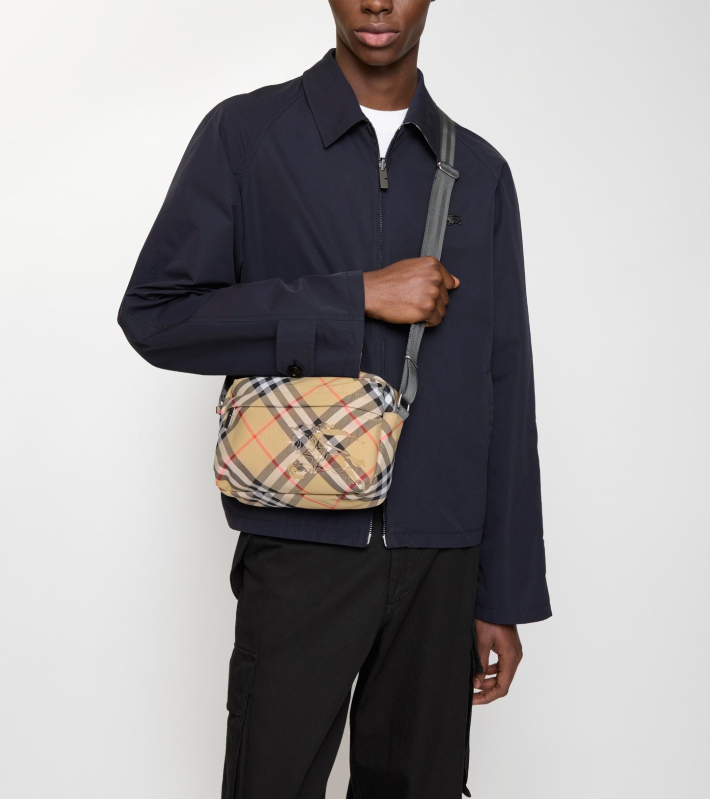 Small Check Crossbody Bag in Sand beige