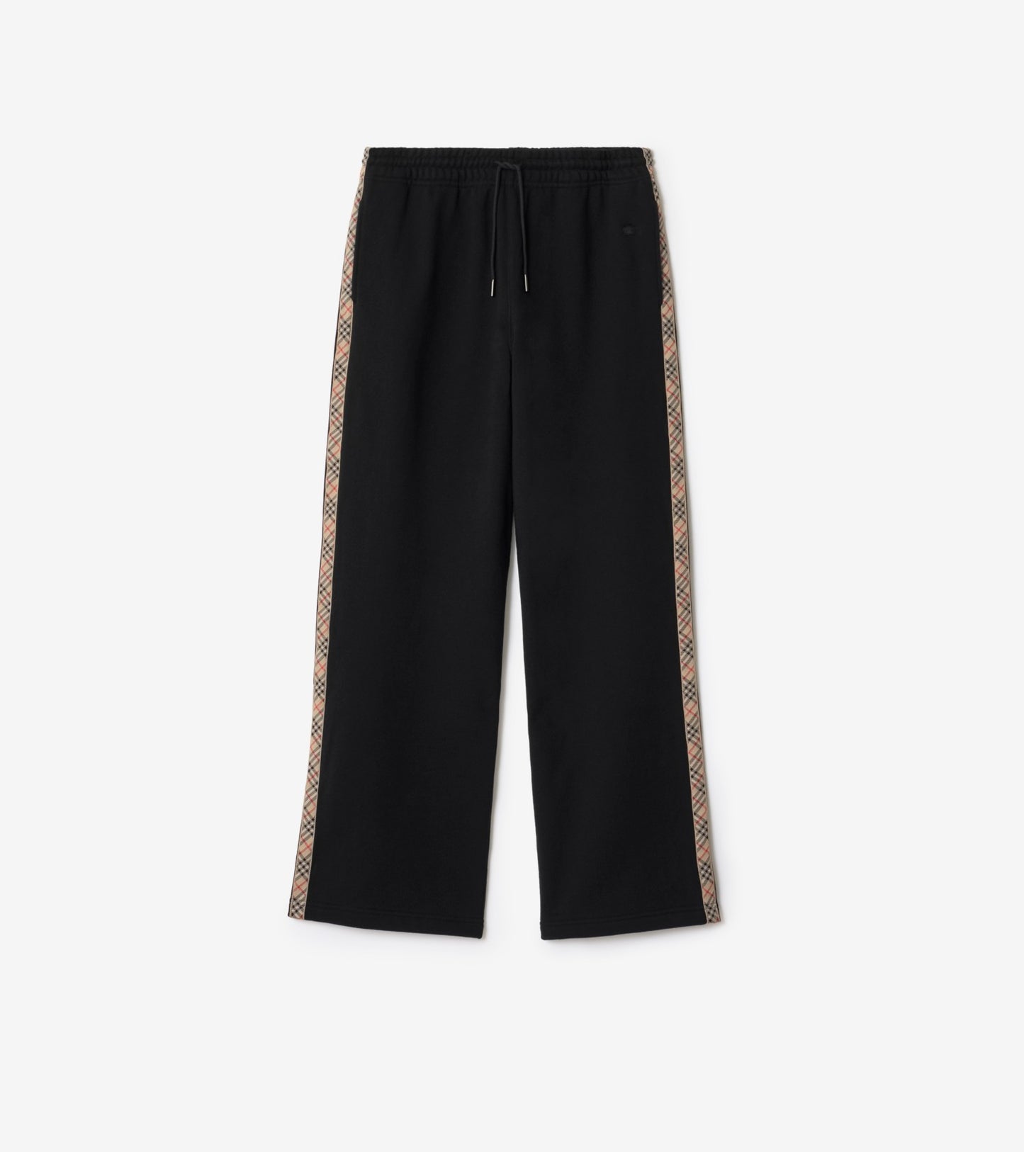 Check Trim Cotton Track Pants in Pale grey melange