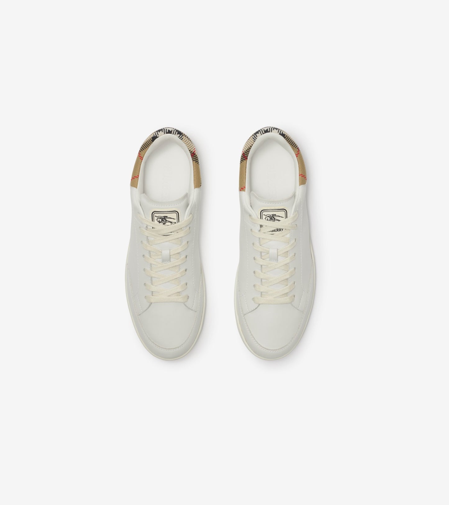 Leather Set Sneakers in White/sand beige