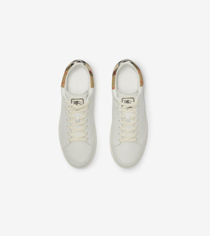 Leather Set Sneakers in White/sand beige
