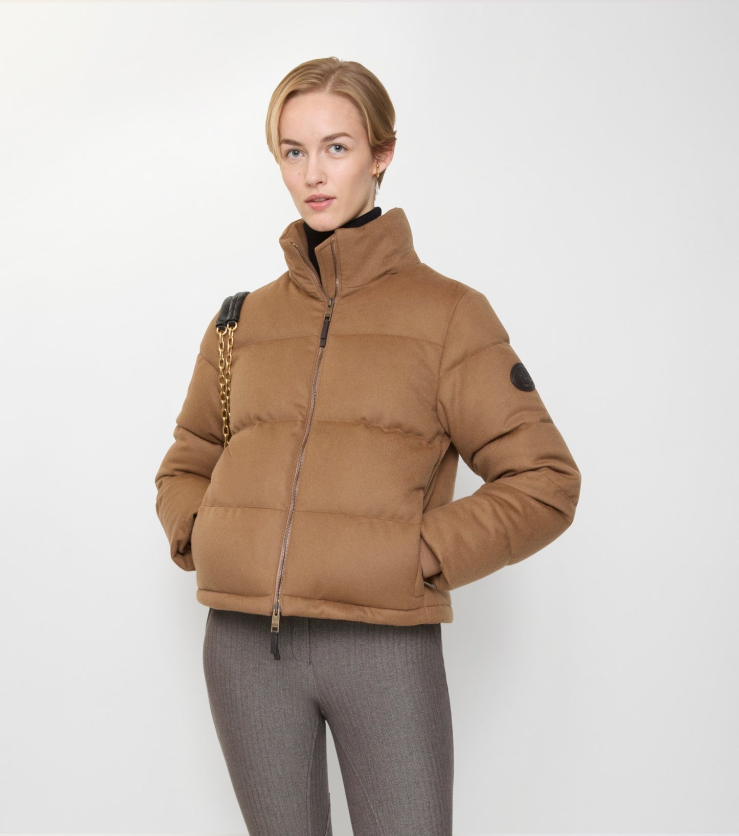 Cashmere Ambleside Puffer Jacket in Fawn brown