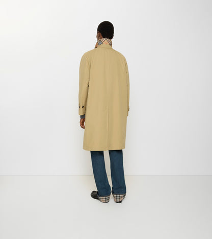 Long Cotton Car Coat in Hamper beige