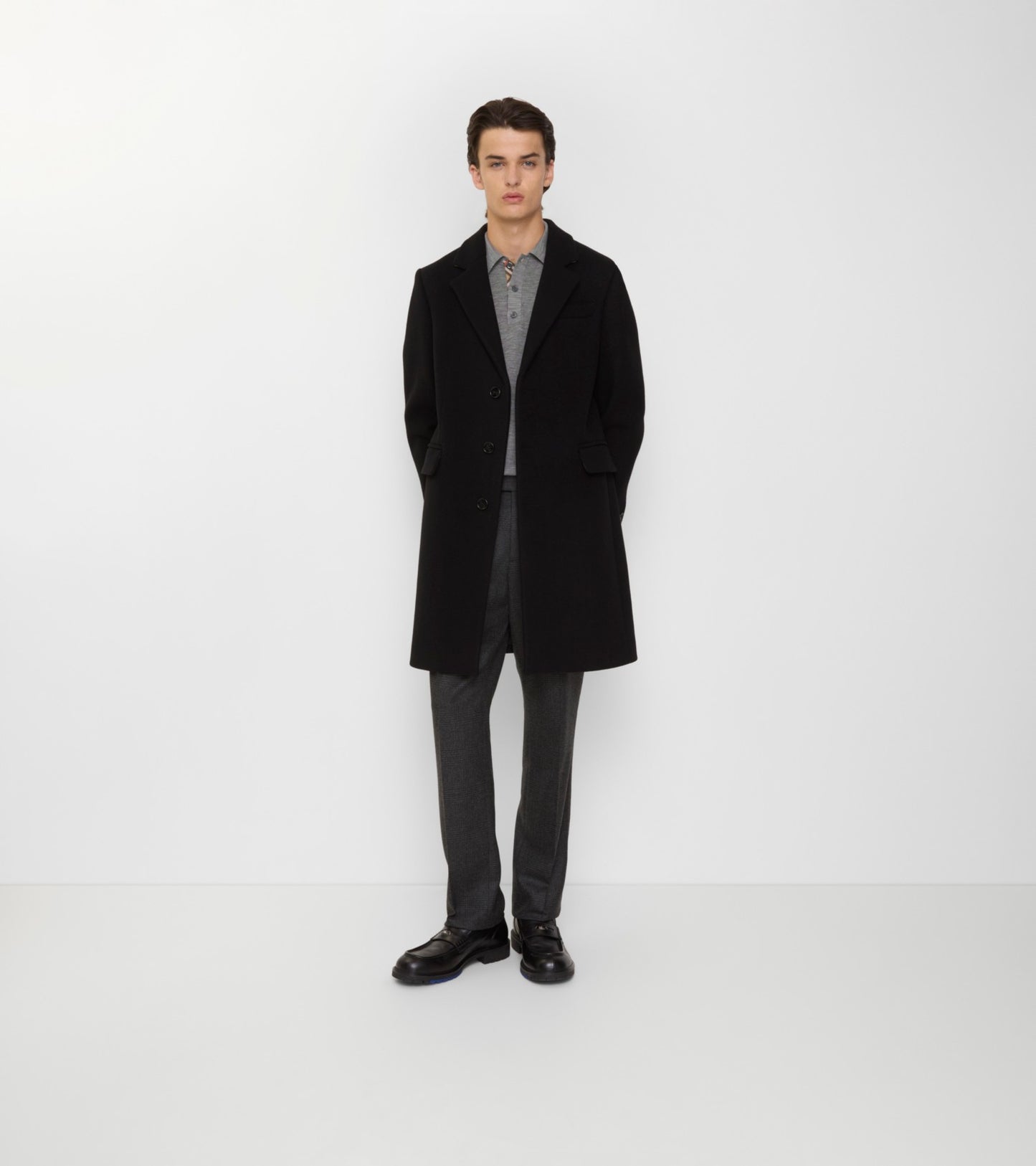 Wool Tailored Coat in Black