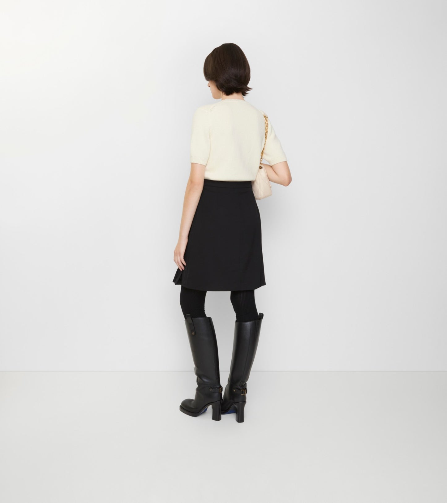 Pleated Wool Blend Midi Skirt in Black
