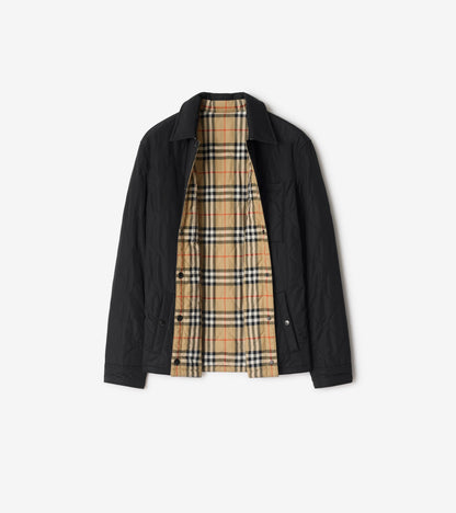 Reversible Quilted Nylon Overshirt in Black