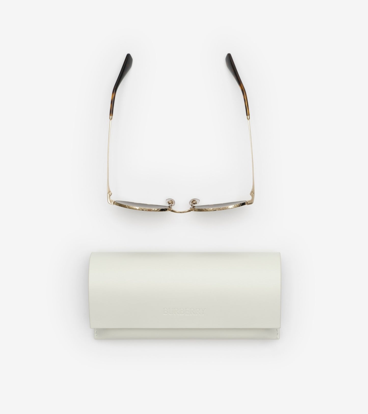 Metal Check Oval Sunglasses in Light gold
