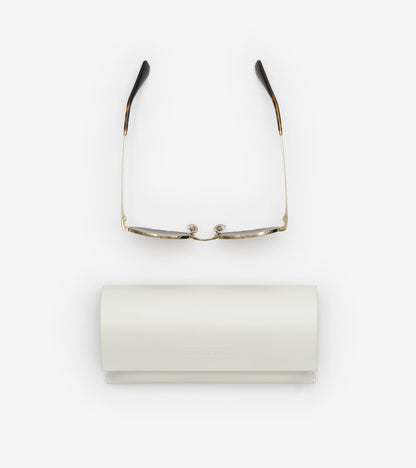 Metal Check Oval Sunglasses in Light gold
