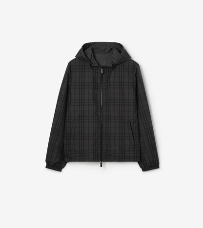 Reversible Check Newport Hooded Jacket in Pilot blue