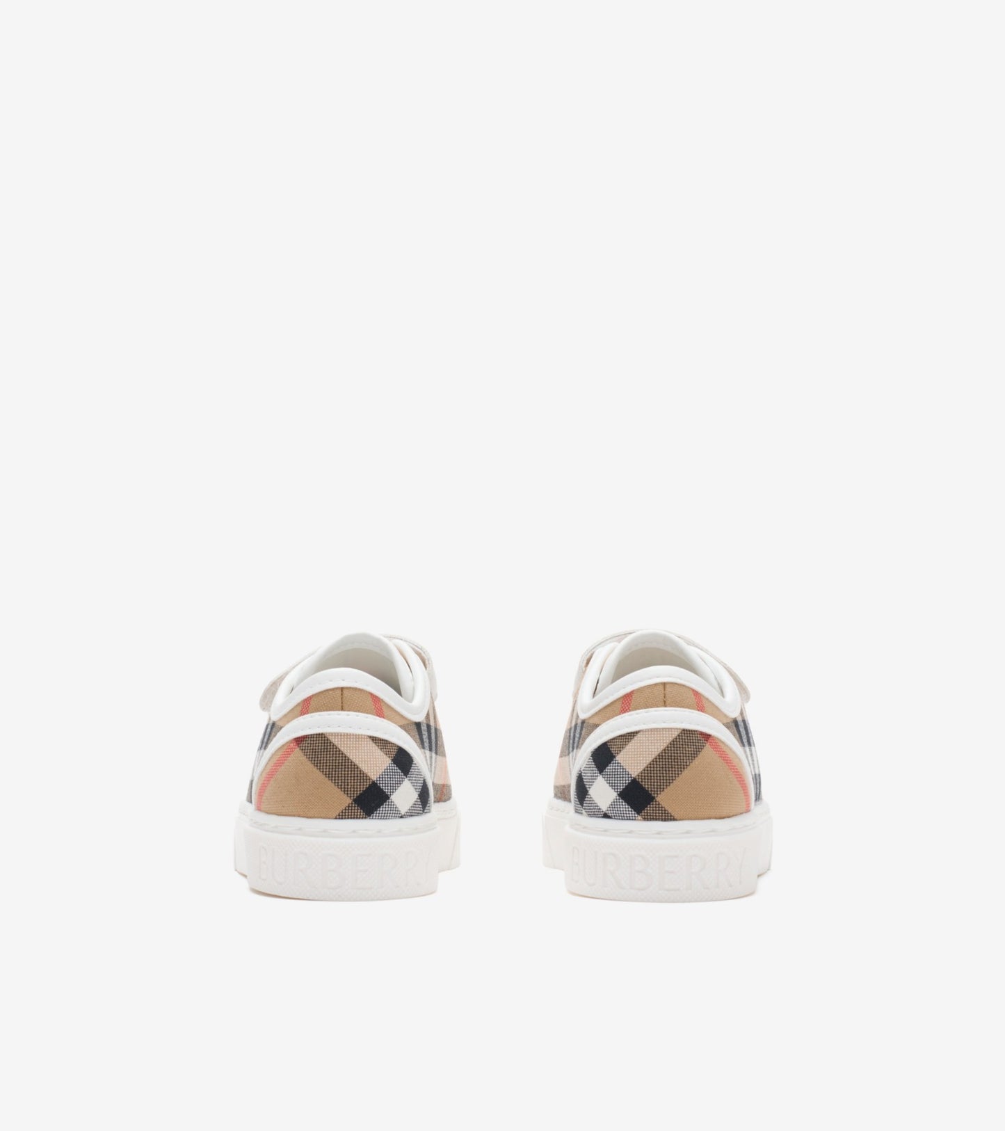 Check Cotton Sneakers in Sand beige - Children