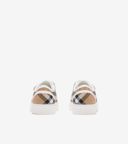 Check Cotton Sneakers in Sand beige - Children