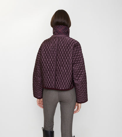 Cropped Quilted Nylon Floriston Jacket in Mahogany brown