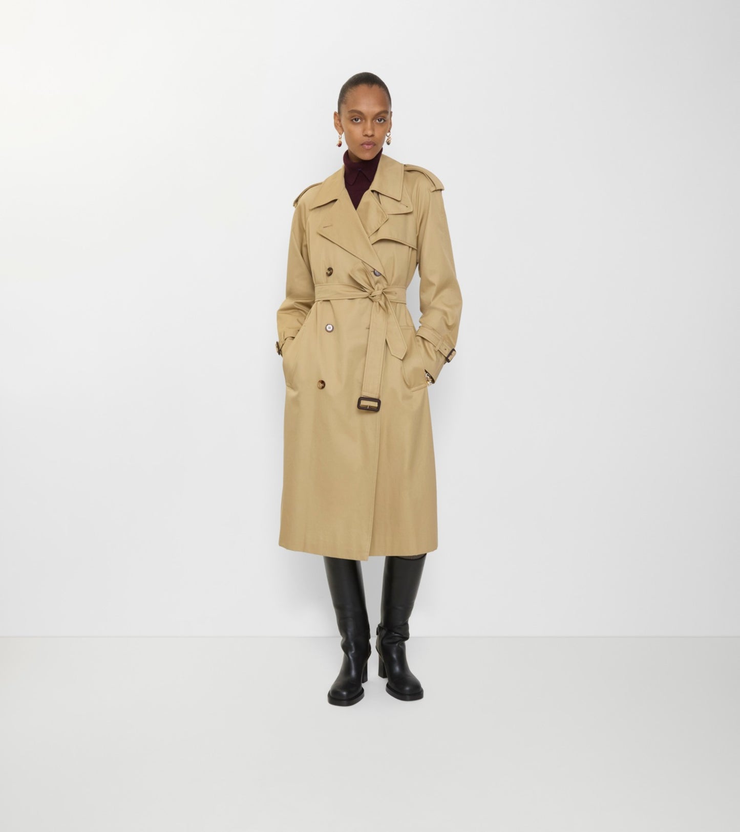 Long Castleford Trench Coat in Beige