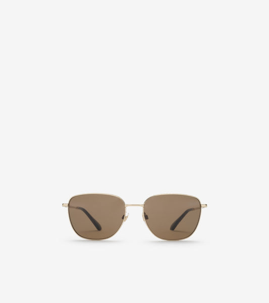 Metal Check Square Sunglasses in Light gold