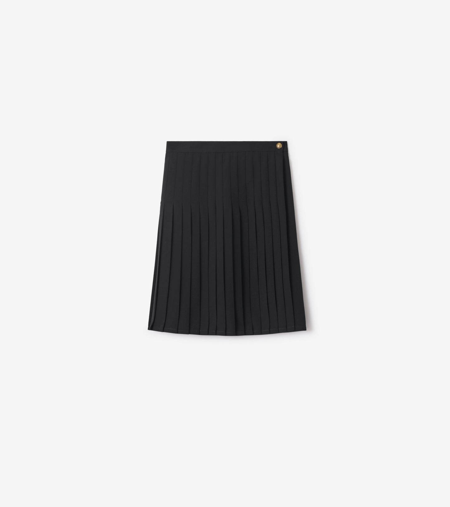 Pleated Wool Blend Midi Skirt in Black