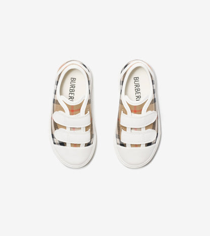 Check Cotton Sneakers in Sand beige - Children