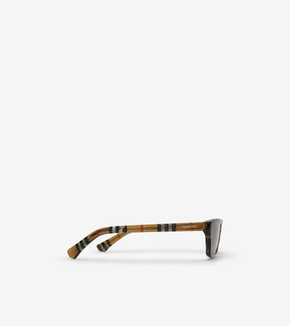Gradient Check Rectangular Sunglasses in Sand