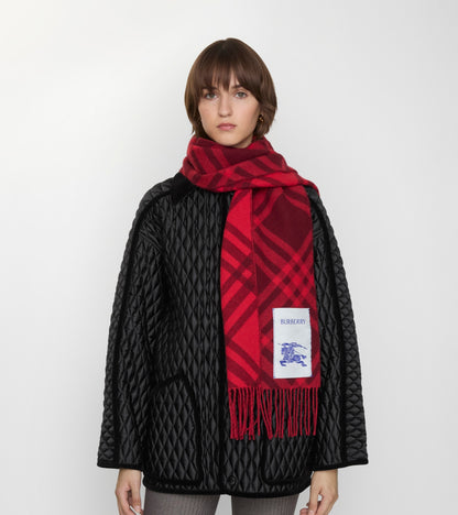 Check Cashmere Scarf in Oxblood red