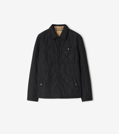 Reversible Quilted Nylon Overshirt in Black