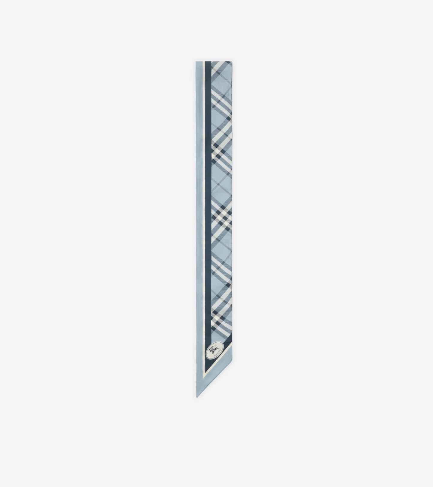 Skinny Check Silk Scarf in Bank blue