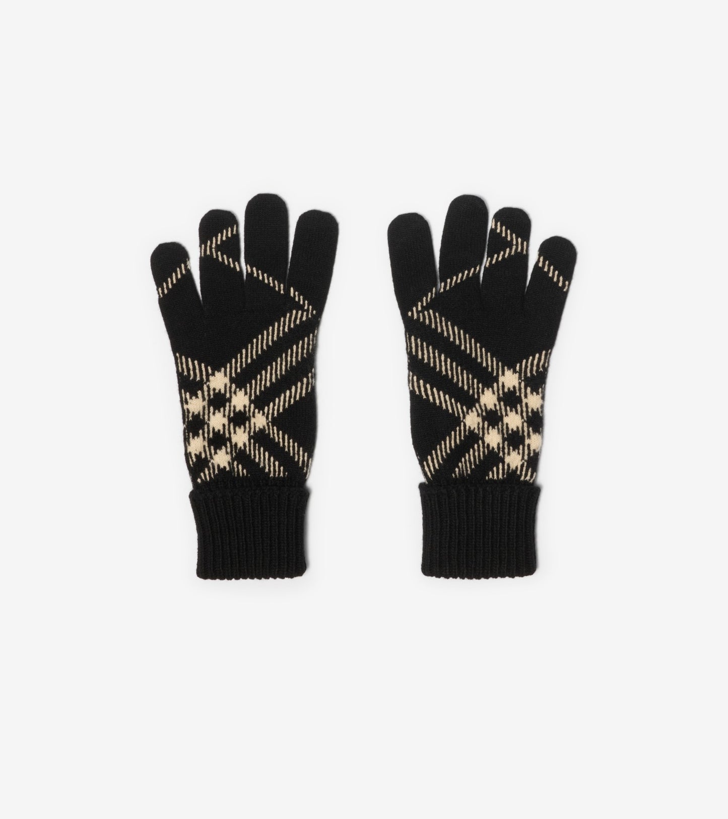 Check Cashmere Blend Gloves in Sand beige