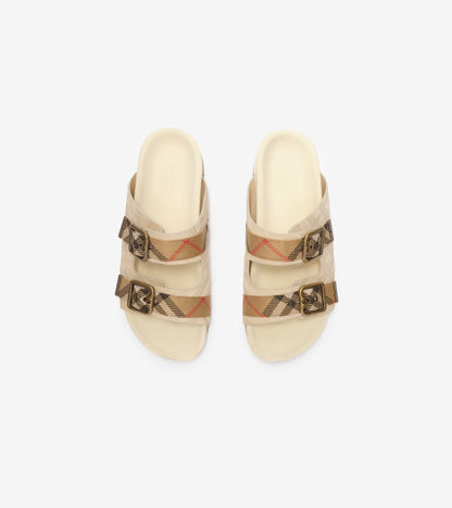Check Suede Urchin Sandals in Bake beige