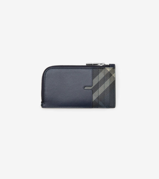 Pop Check Zip Card Case in Midnight blue