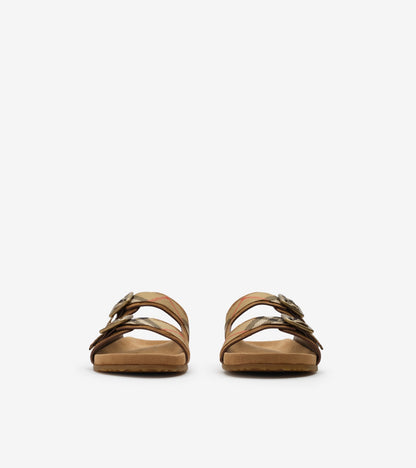 Check Suede Urchin Sandals in Jute beige