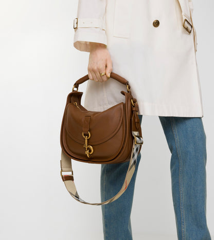 Small B Clip Messenger Bag in Hazel brown