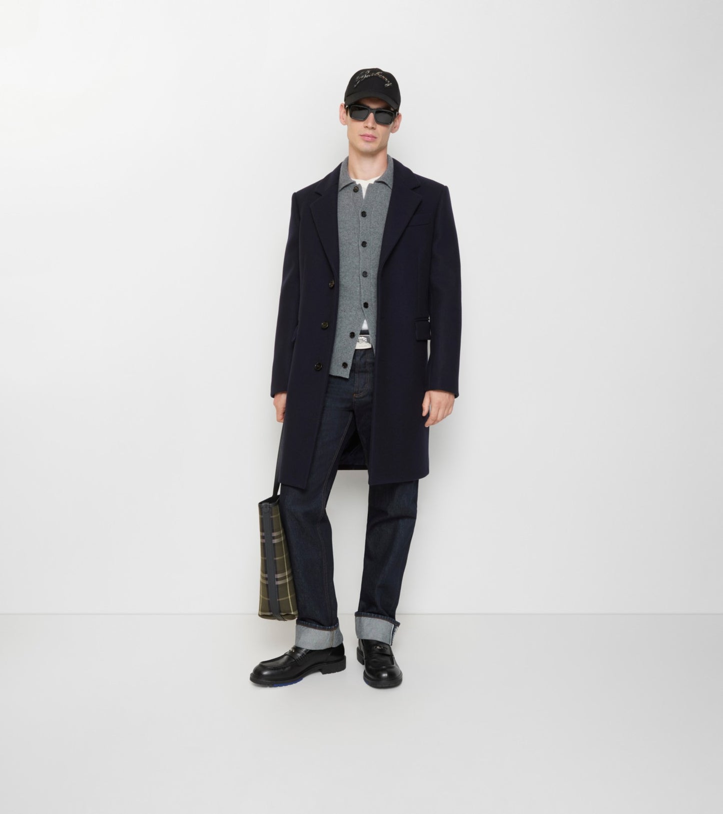 Wool Tailored Coat in Navy