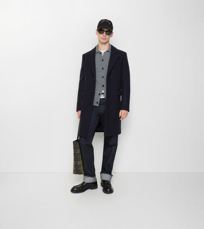 Wool Tailored Coat in Navy