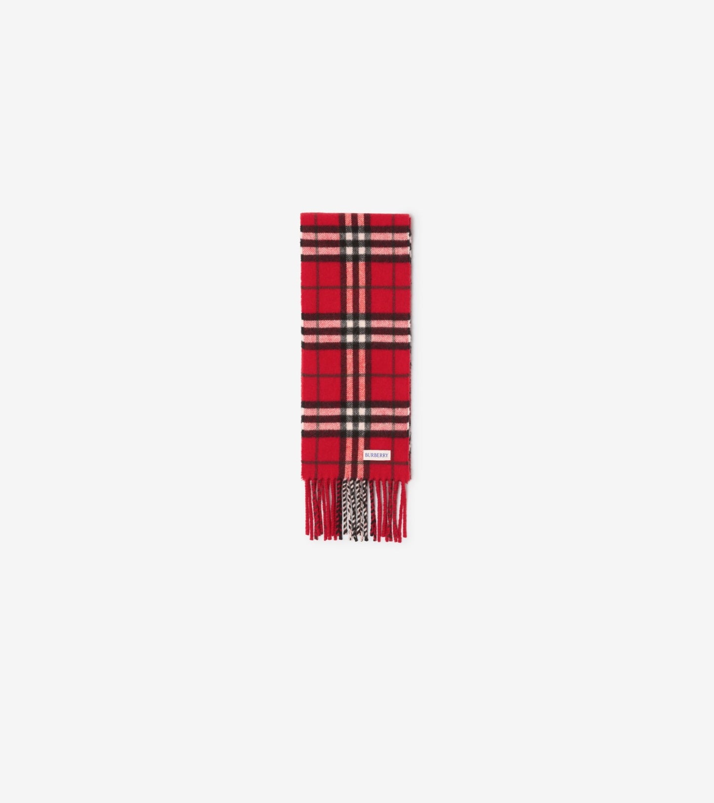 Narrow Check Cashmere Scarf in Post red
