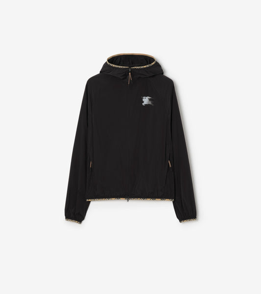 Nylon Hooded Jacket in Black