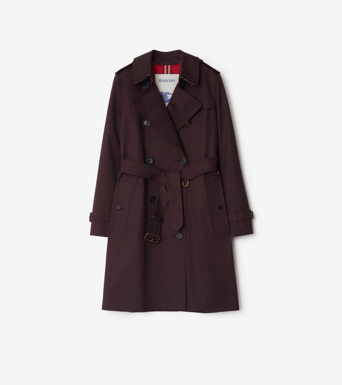 Mid-length Gabardine Kensington Trench Coat in Wine red